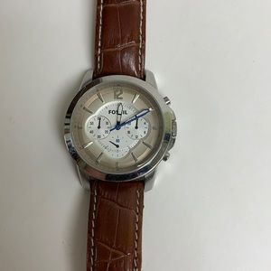 Men's Leather Fossil Watch